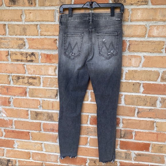 MOTHER High Waisted Looker Ankle Chew Jean Gray Black Color Size 28 - Picture 11 of 16